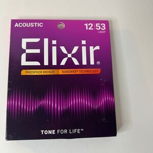 Elixir Acoustic Phosphor Bronze Nanoweb Technology Guitar Strings 12/53